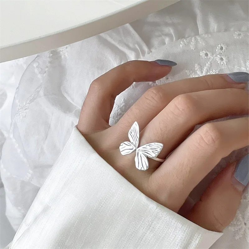 

925 Sterling Silver Butterfly Open Rings For Women Engagement Wedding Party Vintage Luxury Jewelery Accessories Moneys 925