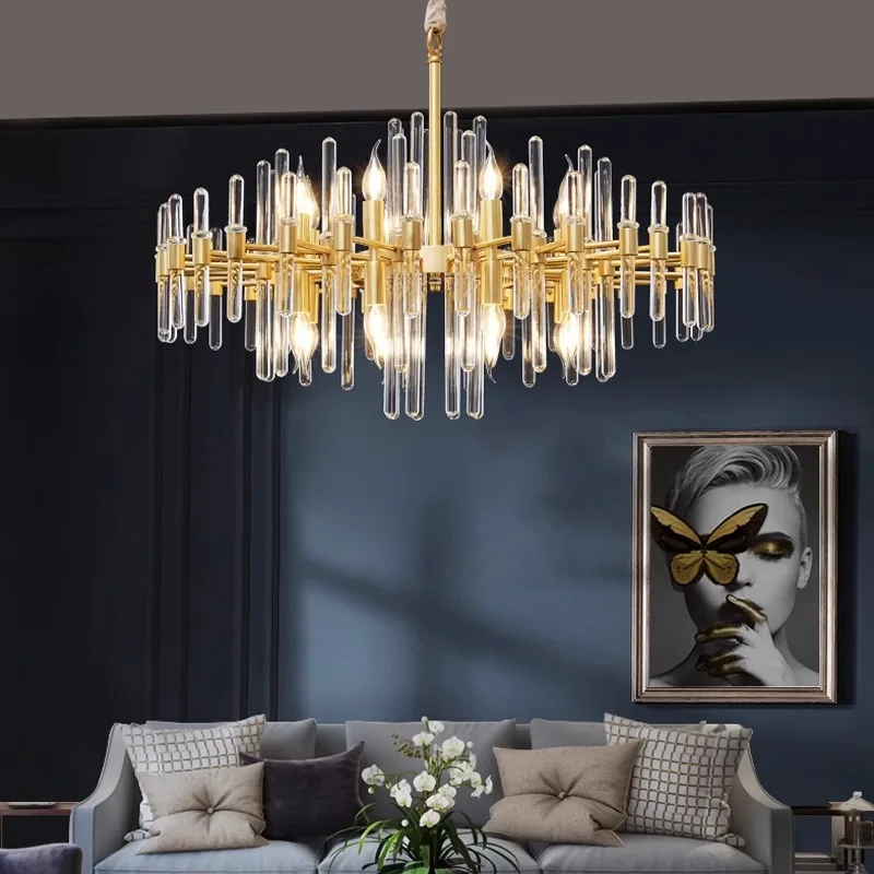 Modern all brass gold round glass chandelier, Lustre living room, dining room home ceiling lighting decorative ceiling lights.