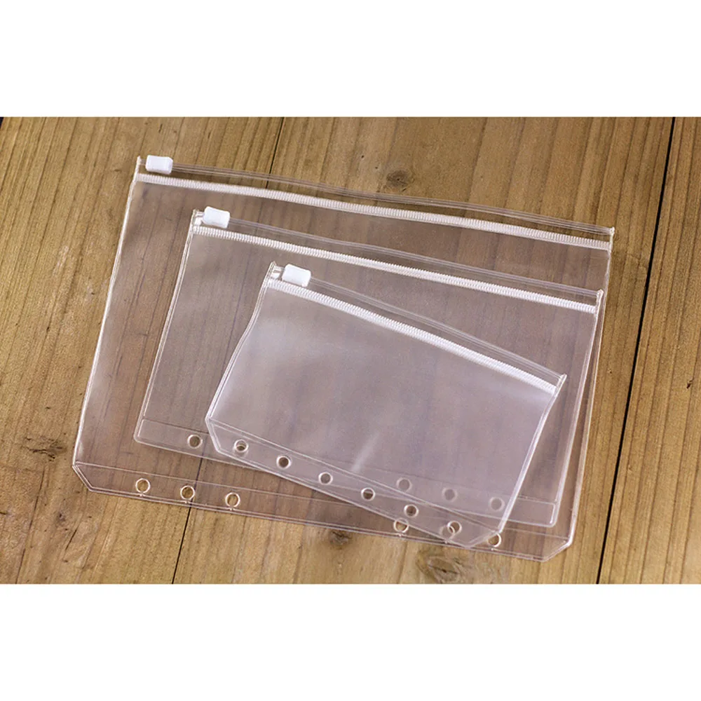 A5/A6/A7 Size Plastic Zip Lock Storage File Card Pack Envelope Zipper Wallet Insert Refill Organiser Spiral Plan Bag
