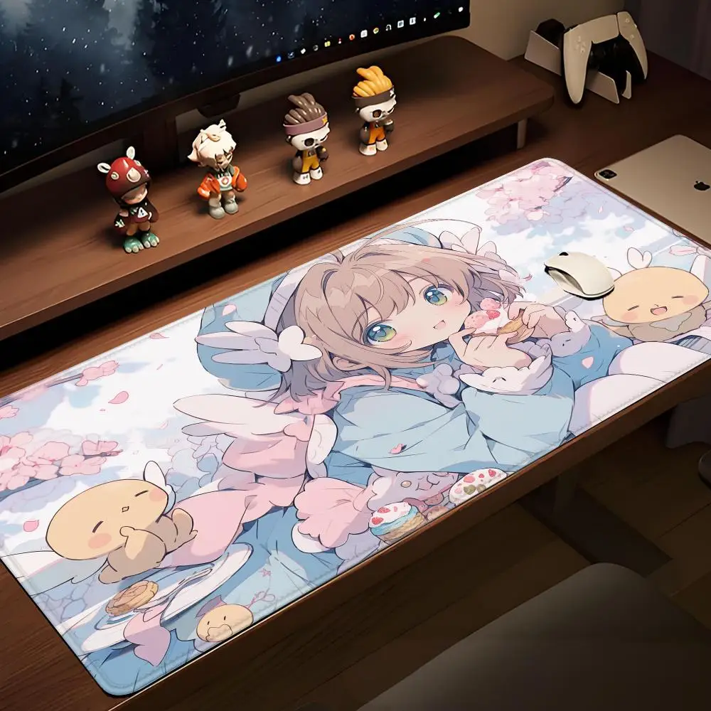 HD Large Deskmat Wand Rubber Playmat Cartoon Gaming Pink Cardcaptor Sakura Laptop Keyboard Accessories Mat Anti-slip Mousepad