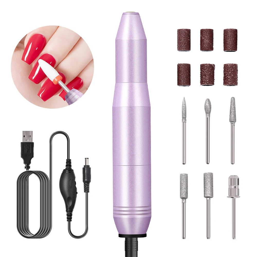 LULAA High-Power Metal Electric Nail Sander Gel Polish Remover Tools Protable Nail Drill Machine Milling Cutter For Manicure