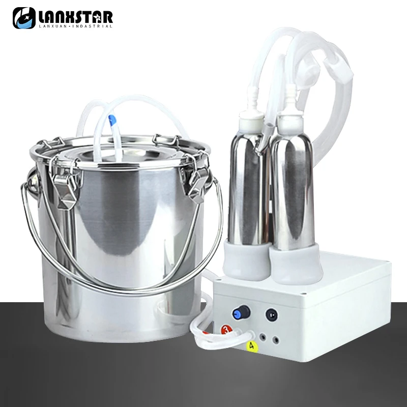 5L/3L Milking Machine Milker Automatic Electric Pulsating for Farm Cows Goats Sheep Vacuum Pump Bucket Farm Breeding Equipments