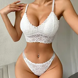 Sexy Lingerie Lace Bra Set Transparent Underwear Hot Erotic Lingerie Set Push Up Bra With Panty Set Floral Embroidery Briefs Set