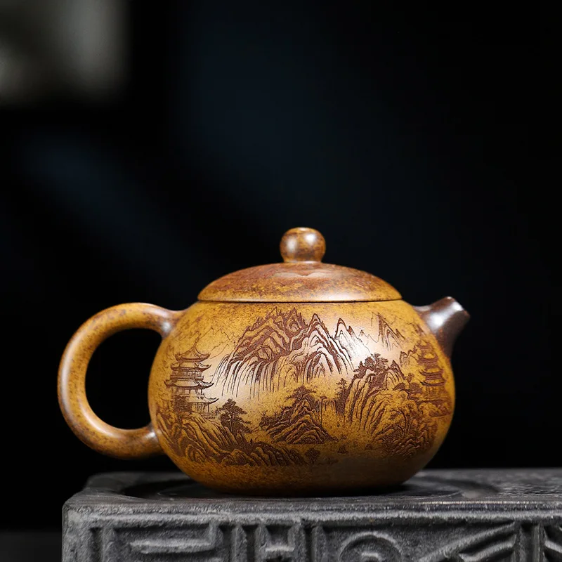 A Direct Supplier Of Authentic Yixing Original Ore High-Temperature Dragon Bone Gold Sand Purple Clay Teapots Handmade Xishan