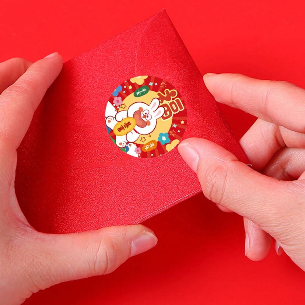 

Cute Rabbit Envelopes New Year Decals Self Adhesive Bunny Seals Envelope Decor Happy New Year Stickers Red Pocket Seal Gifts