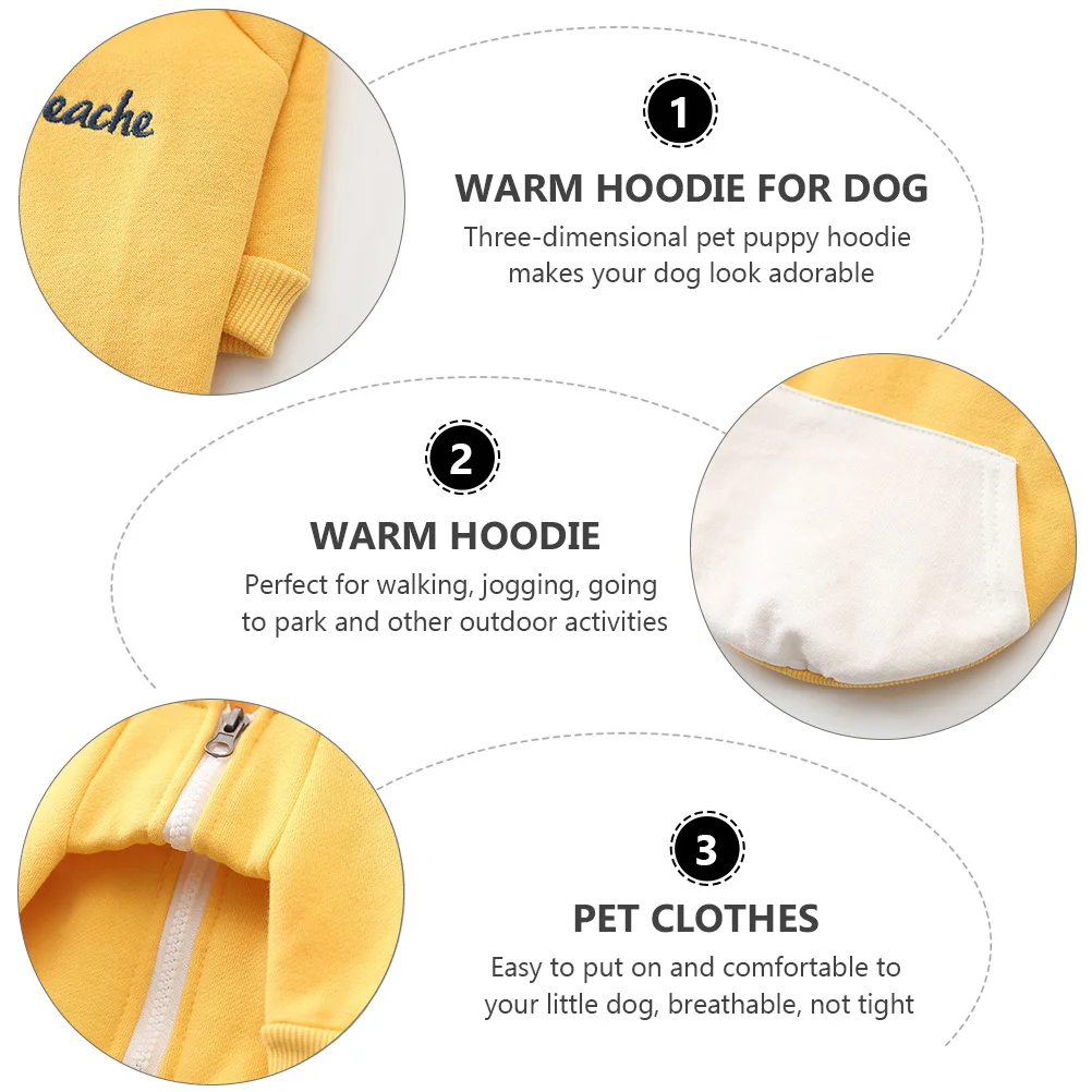 

1 Set Cotton Pet Dog Hoodie Warm Durable Skin-Friendly Fabric Comfortable Fit For Walking Jogging Park Outdoor Activities Great