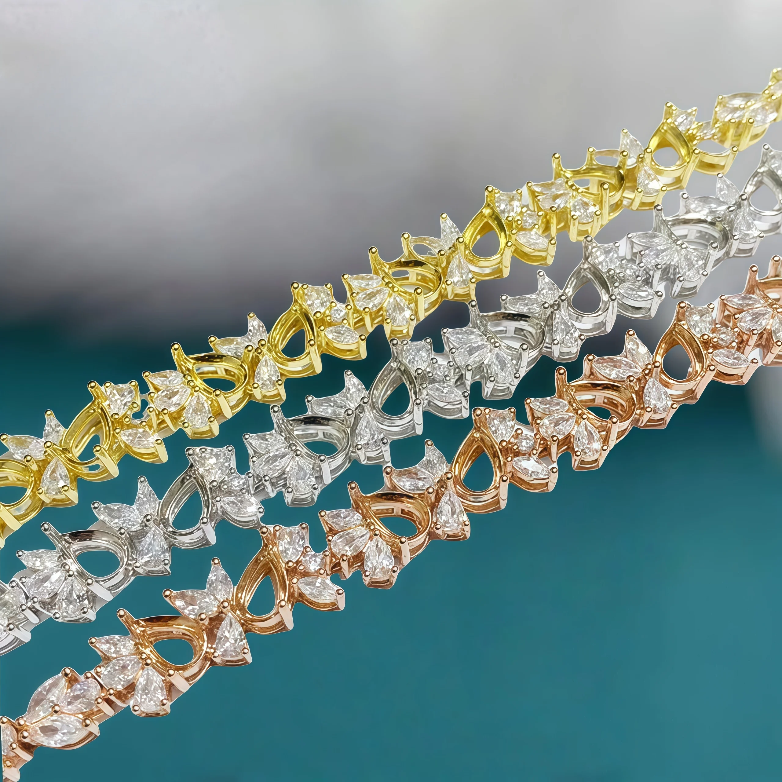 Setting 4*6mm Water Drop Stone S925 Sterling Silver DIY Empty Holder Bracelet Fine Charm Jewelry Luxury Zircon Design for Woman