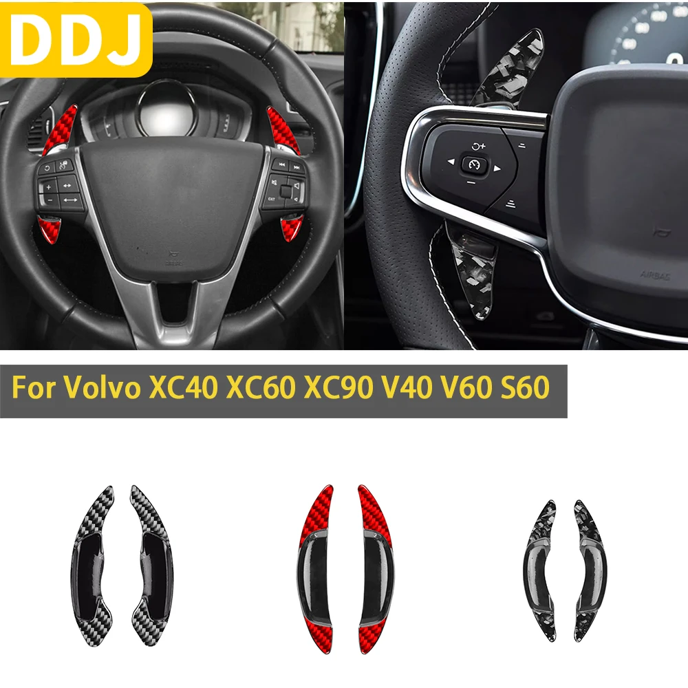 Steering Wheel Shift Paddle For Volvo XC40 XC60 XC90 V40 V60 S60 Accessories Carbon Fiber Car Interior Decoration