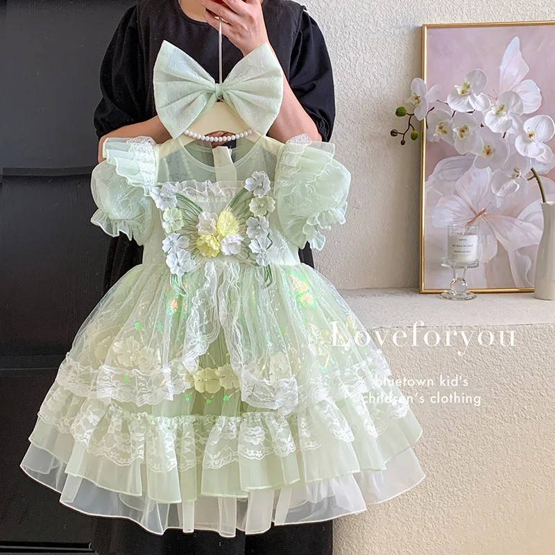 Girl Lolita Princess Dress 2026 Summer new Children's Super Fairy mesgh High End Fashion Show Dress