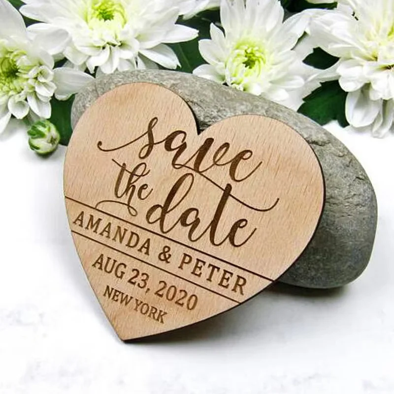 Custom Bride Groom Name Wooden Engraving Save the date Magnets Wedding Souvenirs Decor Personalized Wooden Magnet Wedding Favors