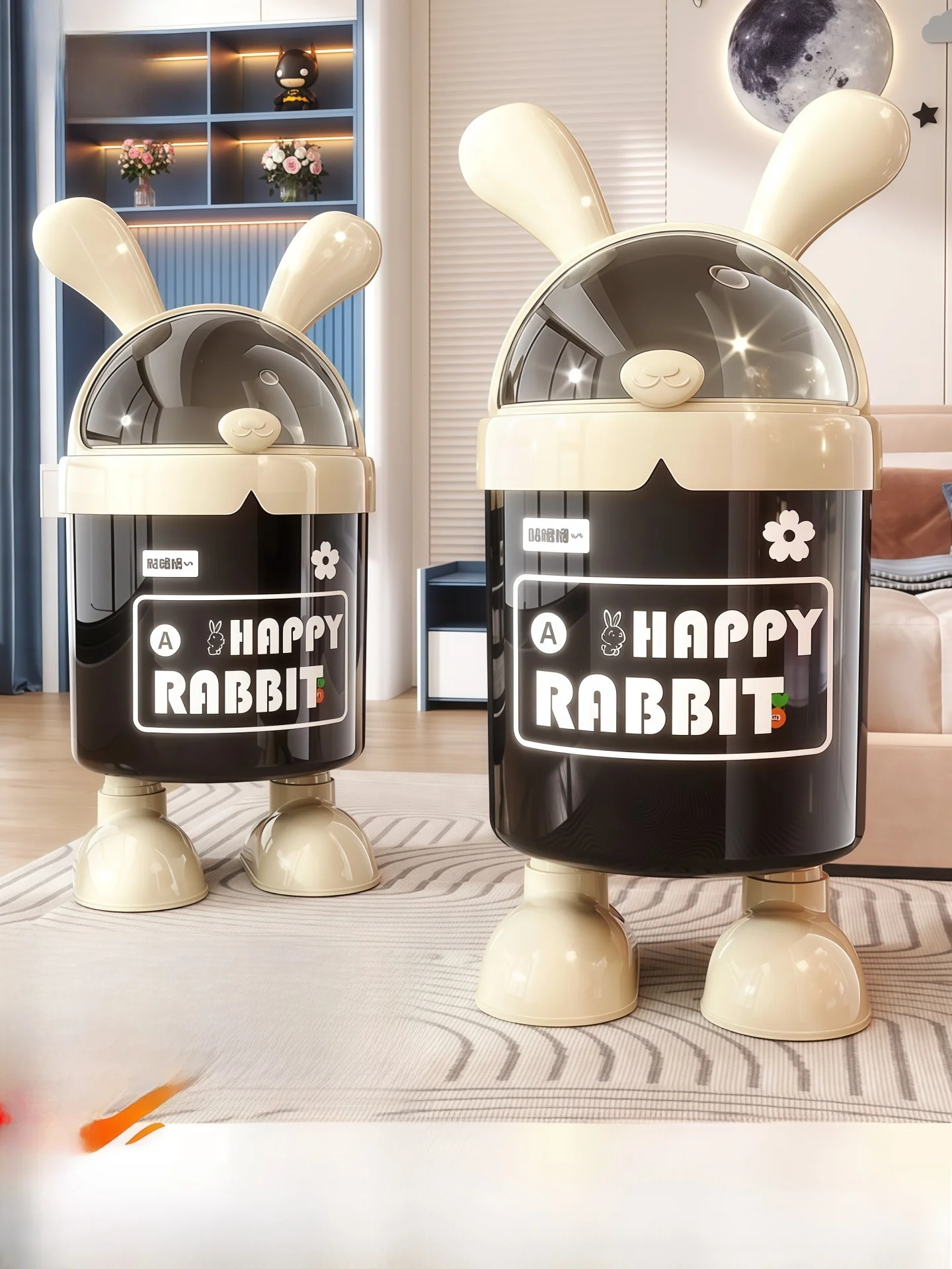

Creative Large Capacity Cartoon Style Trash Can for Bedroom And Living Room Home Use High Aesthetic Luxury Minimalist Design