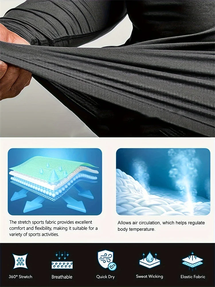 الرجال التنين طباعة التجفيف السريع كم طويل اللياقة البدنية تجريب تمتد ضيق أعلى عالية الرقبة تنفس التدريب تمتد تيز S-3XL #4