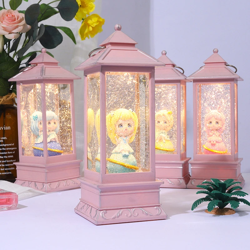 Christmas Ornaments Snowflake Wind Lamp Female Birthday Gift Creative Decoration Luminous Music Box Plastic Princess Wind