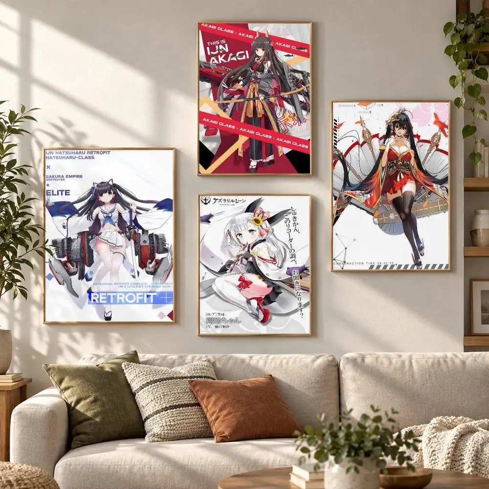 Azur Lane Anime Style Naval Game Warship Girl Series Poster Contemporary Wall Art Print for Bedroom & Living Room, Unframed