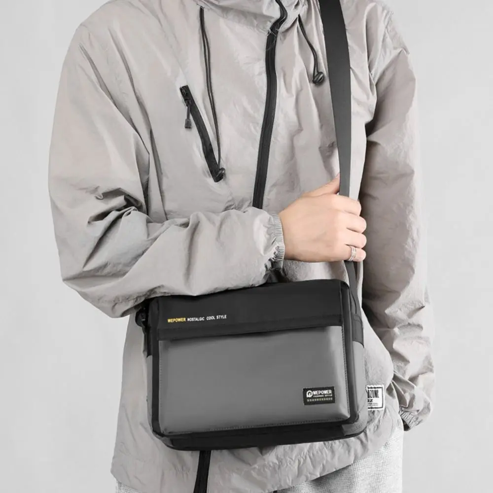 Single Shoulder Men's Shoulder Bag Large Capacity Fabric Man Messenger Bag Multi-Pockets Square Nylon Crossbody Bag Camping