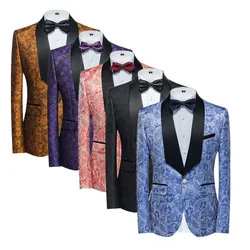 Brand Men Luxury Jacquard Suit Jacket Business Casual Single Breasted Blazers Homme Slim Fit Swallowtail Dress Coats