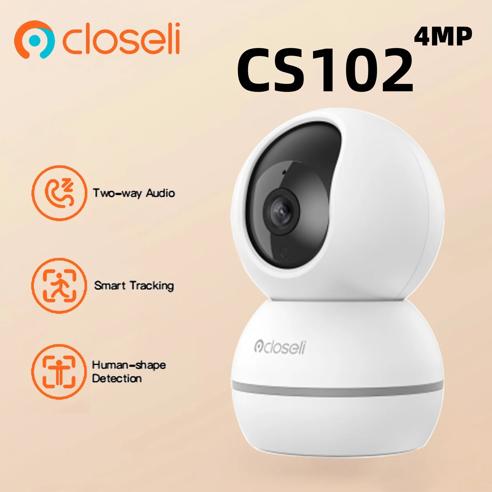 Closeli CS102 4MP Wireless Security Camera Smart WiFi IP Camera Motion detection Baby Monitor Two Way Talk Indoor Night Vision