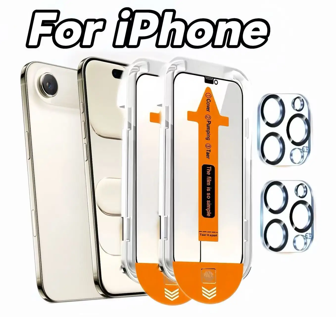 Geeignet für iPhone 17, 16, 15, 14, 13 Serie, HD-Displayschutzfolie, 2 Linsenfolie, 2-Blatt-Set, gehärtetes Glas, einfach zu installieren