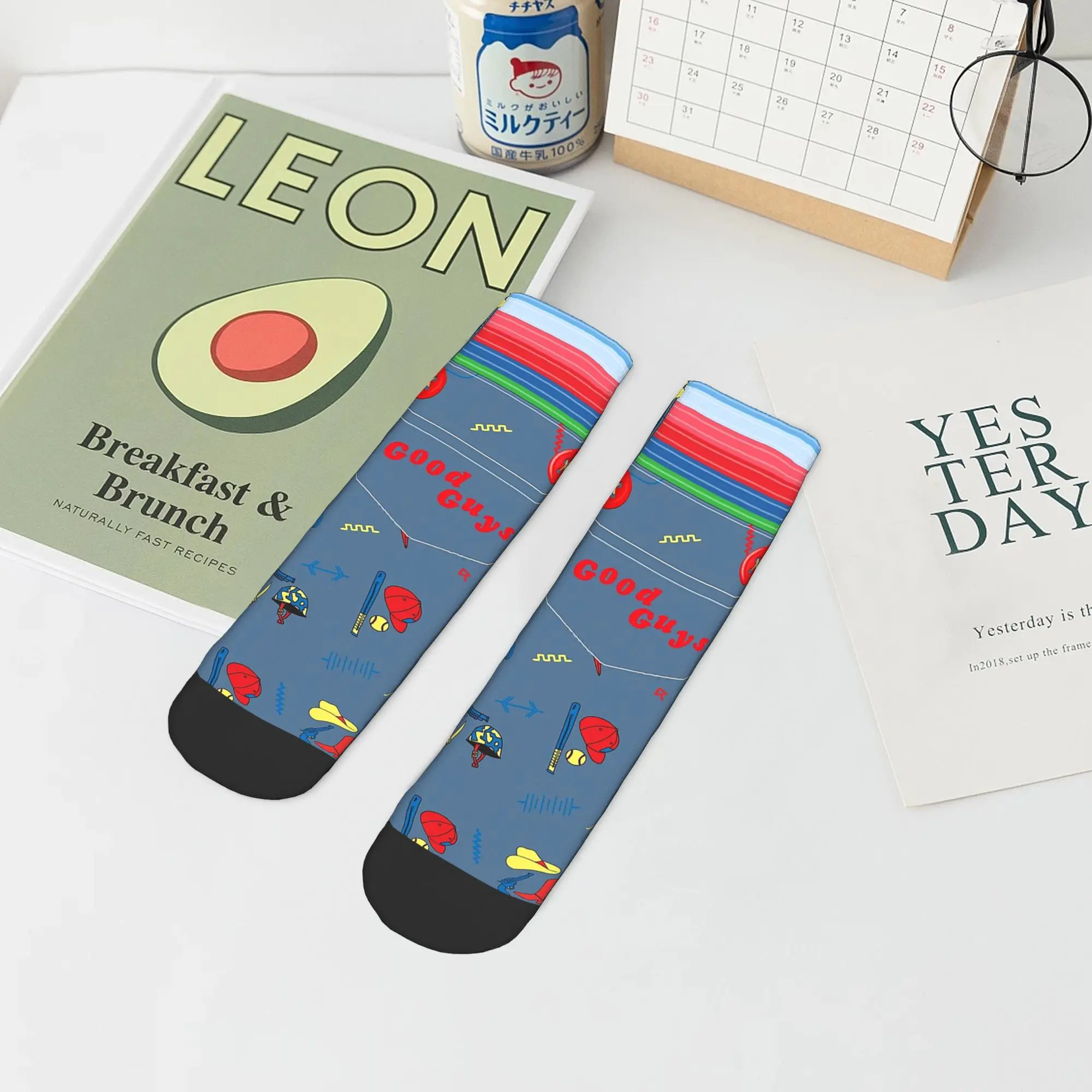 Todas as estações bons caras criança jogar chucky-assassino boneca macacão meias esporte meio tubo meias macias hip hop para homem