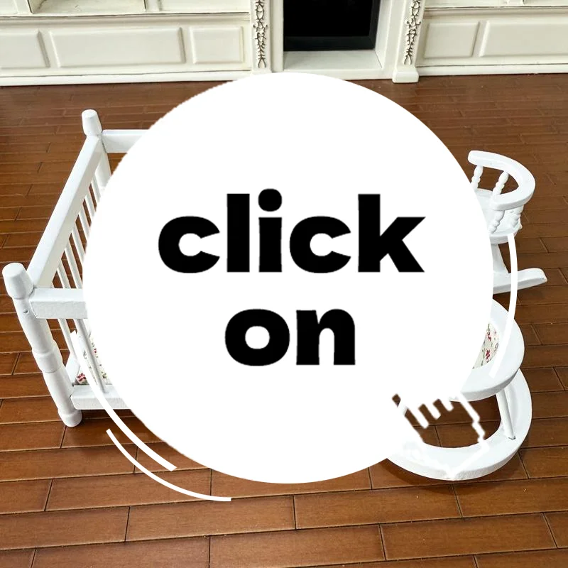 1:12 Dollhouse Miniatures Playpen Children Bed Trojan Horse Baby Walker 3-piece Set Model Doll House Decor Pretend Play Toys DIY