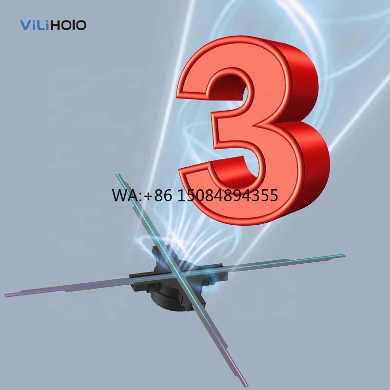 High Resolution 3D Hologram Fan Ultra Bright Holographic Display Screen for Showcase Event Display and Commercial Advertising