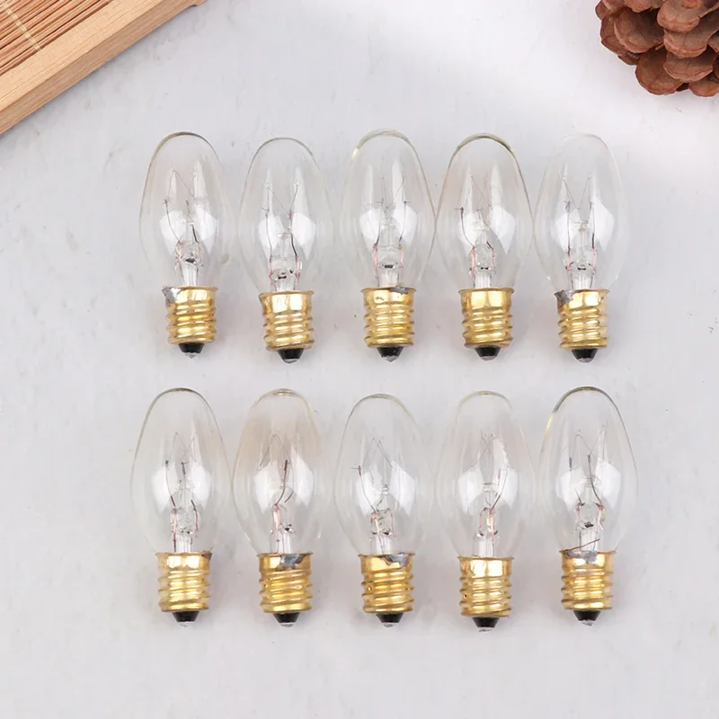 10Pcs E12 120V 7W Transparent Warm Yellow Color Tungsten Lamp Light Bulb For Decoration Salt Rangehood Refrigerator Lamp