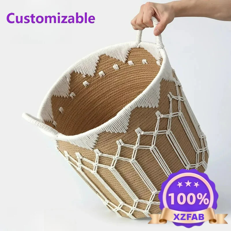 Factory Direct 2026 Woven laundry basket Handmade imitation rattan storage basket Household oversized storage Bathroom toilet