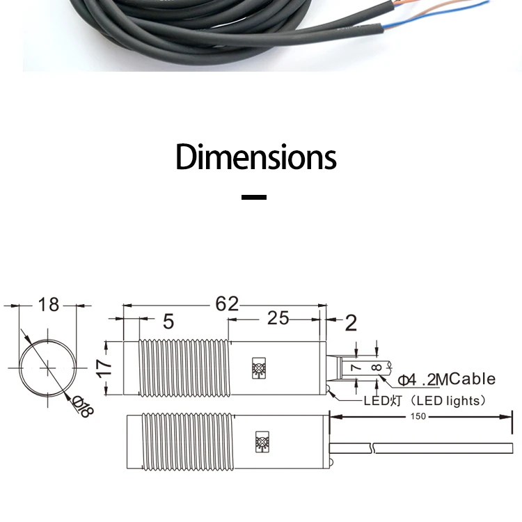 FUWEI FJY18-100PT M18 Kleiner Spot-Infrarot-sichtbarer Laser-Durchgangssensor Photoelektrischer Sengsing-Schalter – Detail 10