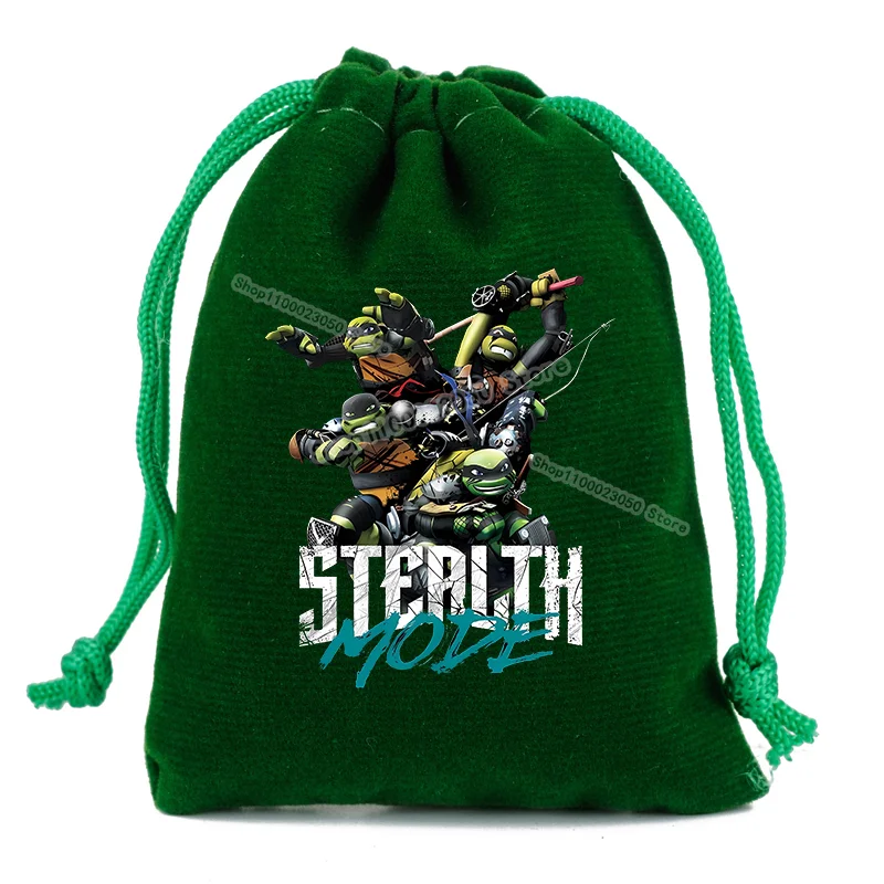 Sacos de cordão para meninos e meninas, figuras de animação, gráfico, bolsas infantis, bolsas de armazenamento Teenage Mutant Ninja Turtles, presente infantil