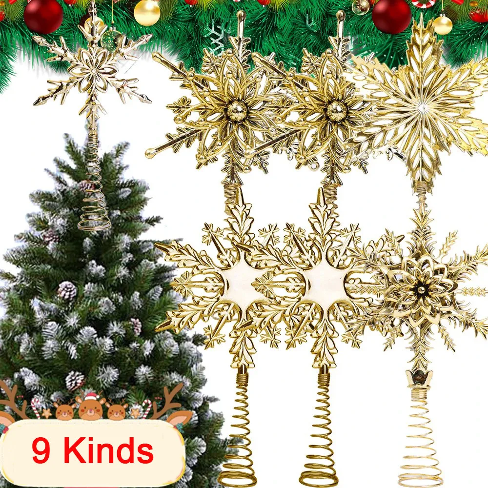 Star Tree Topper - Gold Christmas Tree Topper Decoration Snowflake