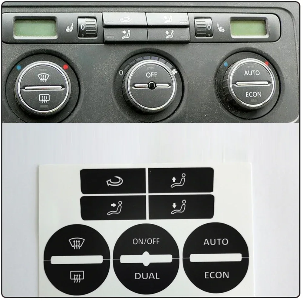 Car A/C Button Repair Stickers For GOLF Mk5 04-08 AC A/C Control Button Worn Repair Kit Decals Sticker