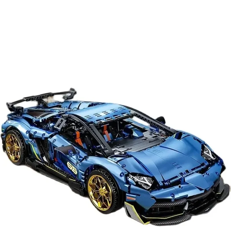 Lambor SVJ 63 Hyper Sportwagen Baukasten MOC Technik Galvanisiertes Rennfahrzeug Montagemodell Bausteine Desktop-Dekoration Geschenk für Erwachsene 3811 Teile