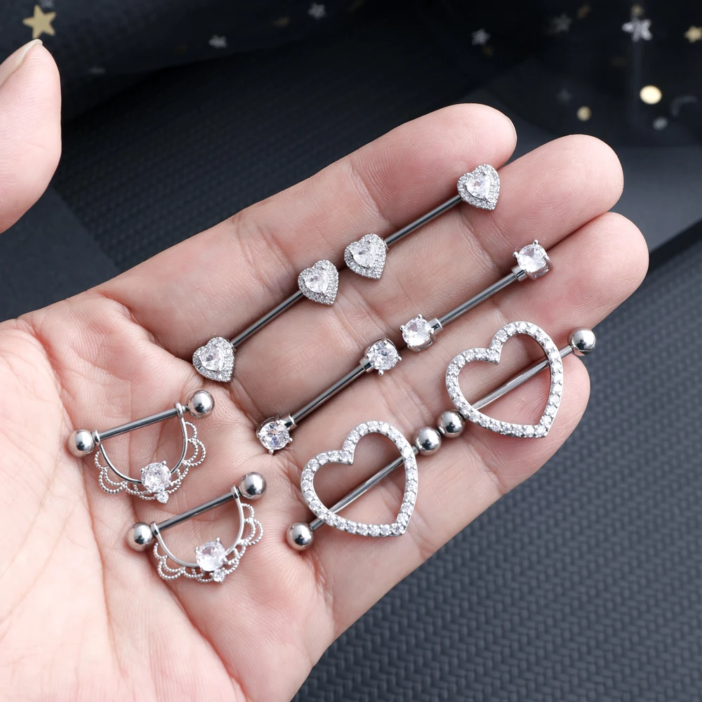 14G Edelstahl Nippelpiercing Set Nippelringe Barbell Pack Rote Kirsche Kuchen Nippel Schmuck Bulk Kristall Nippelpiercings – Detail 16