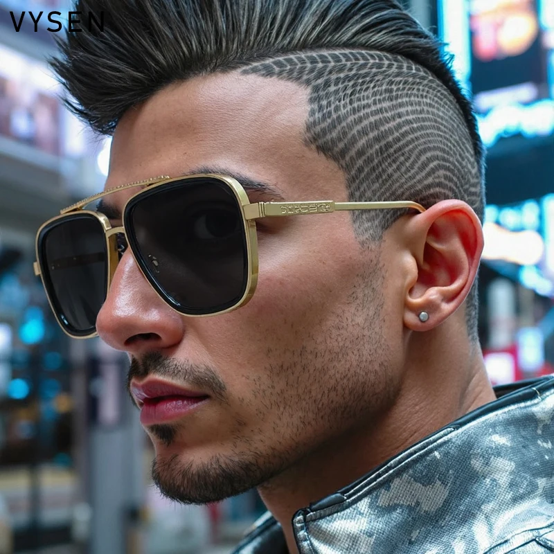 

Classic Steampunk Square Sunglasses Men 2025 Luxury Brand Metal Frame Double Beam Sunglass For Male Outdoor Eyewear UV400 Shades