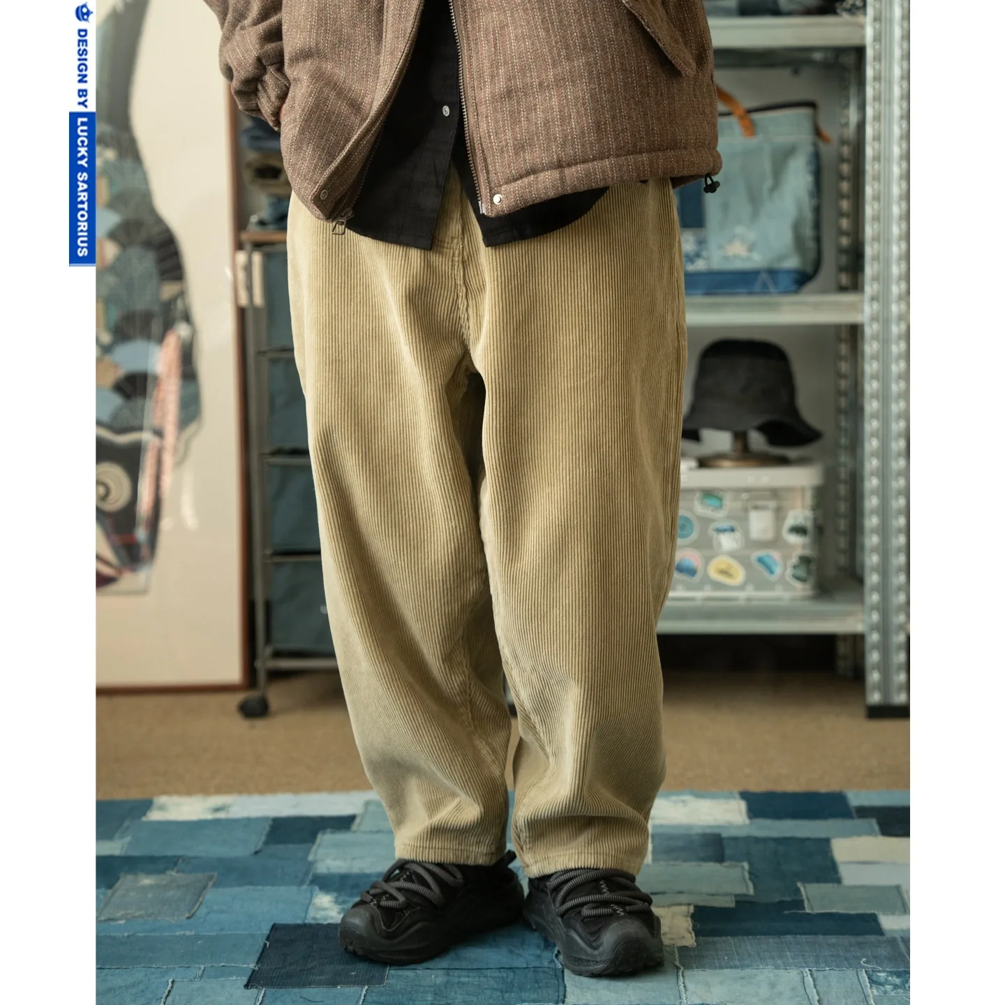 

Japanese Retro Washed Thickened Velvet Warm Corduroy Wide Leg Pants for Men Loose Casual Pants for Men and Women