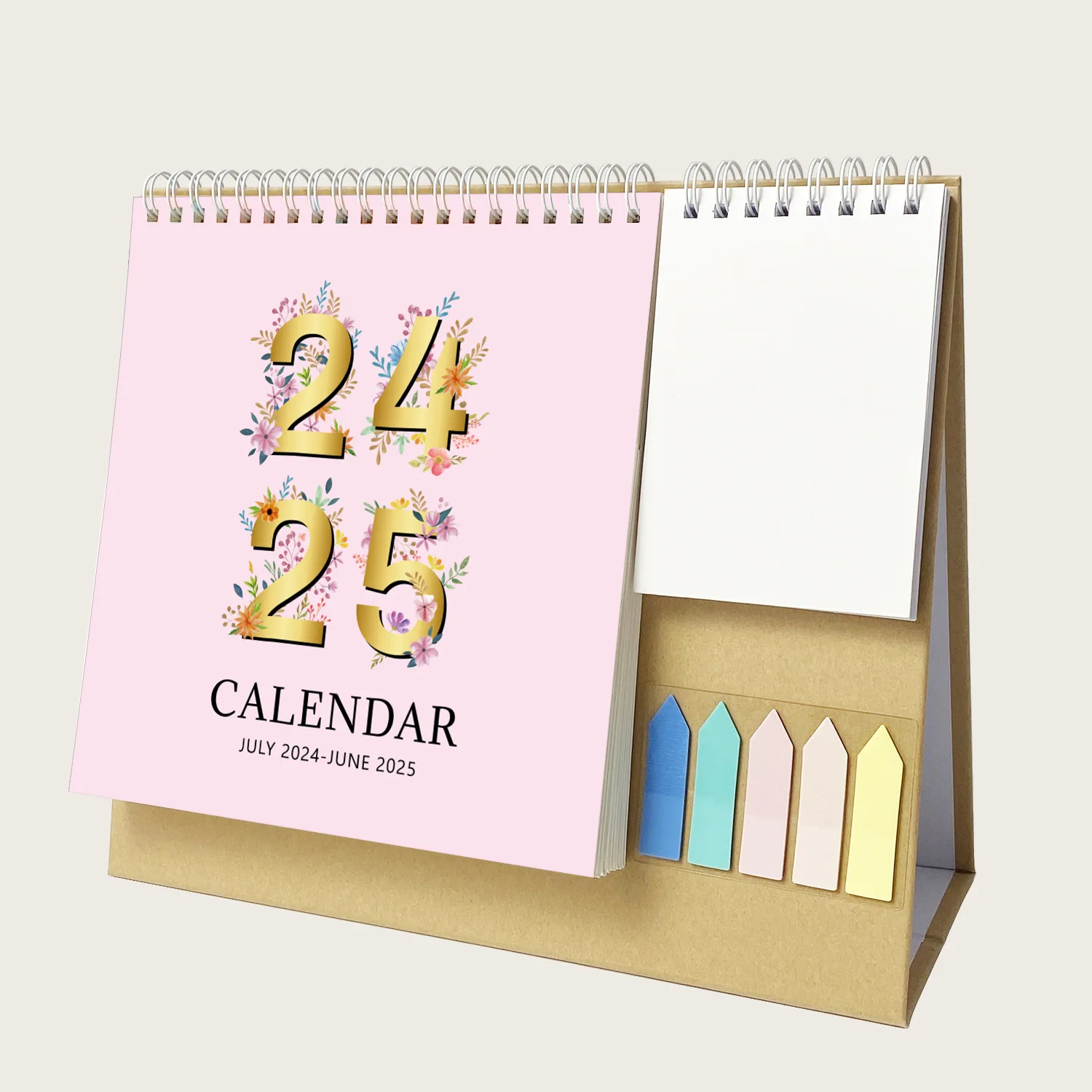 2025 English Desk Calendar with Pocket Notepad Labels 12 Months 2024 Monthly Schedule Planner Desktop Calendar