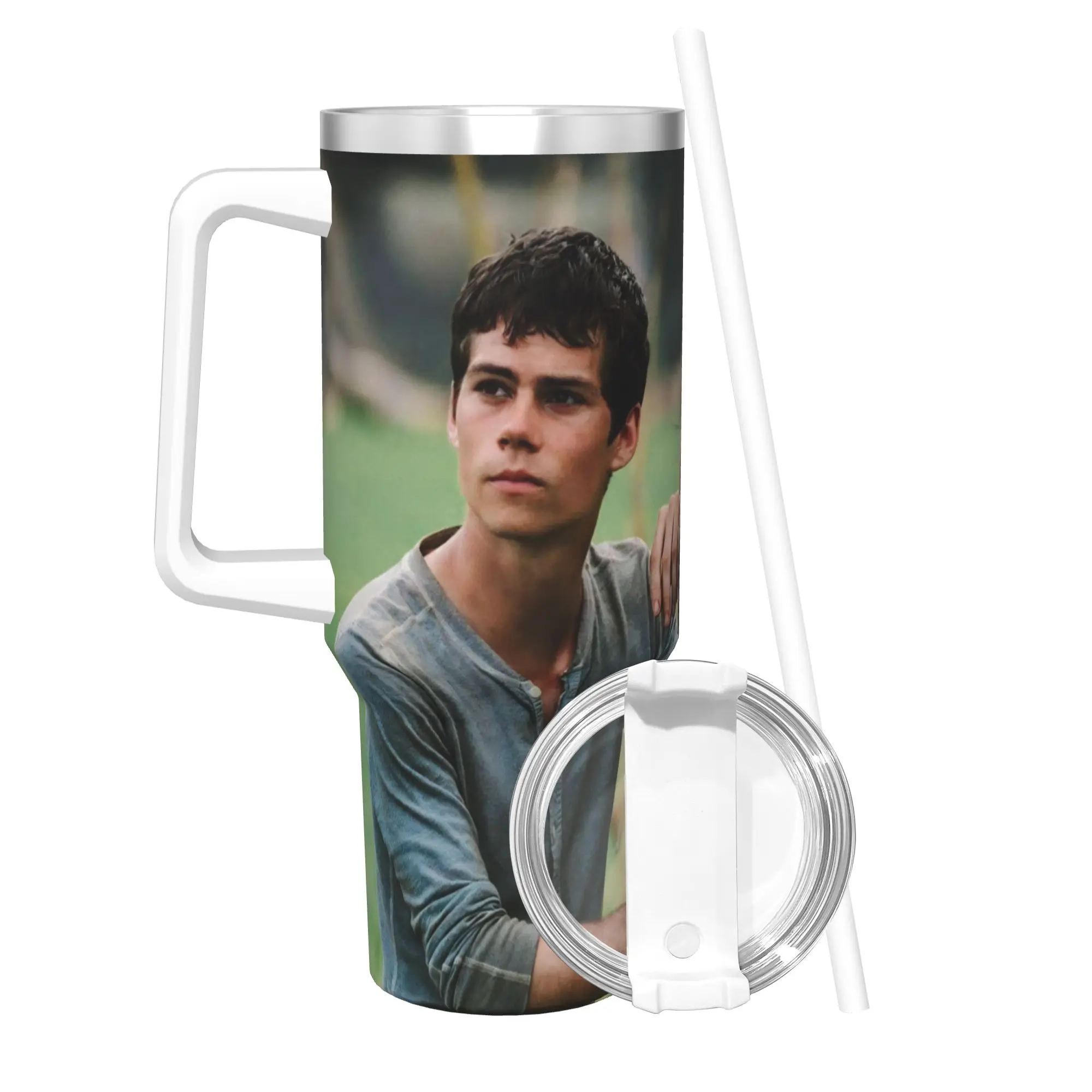 

Dylan Obrien Actor Tumbler Vacuum Insulated Thermal Cup Stainless Steel Double Wall Mugs Spill Proof 40oz