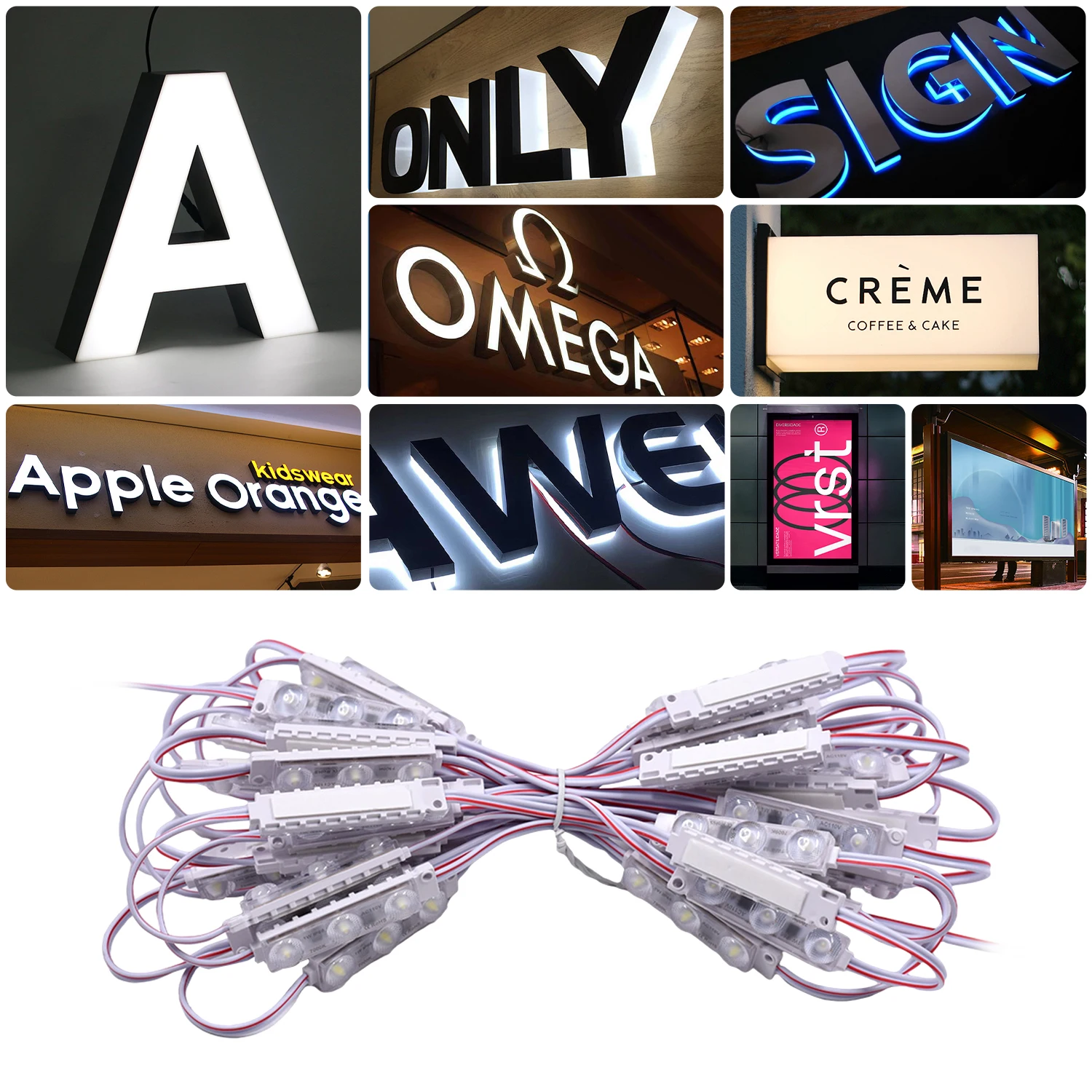 AC110V High Voltage LED Module 1W SMD2835 IP68 Waterproof CE RoHS LED Modules 50pcs for Channel Letters Storefront Signs