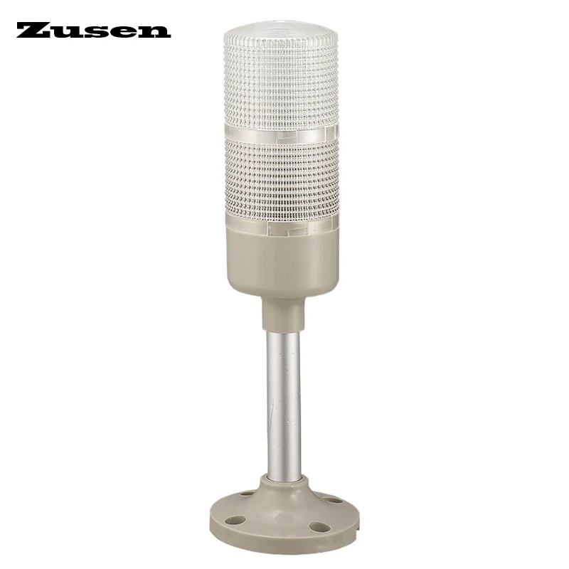 Zusen TB53-2T/W(J) 12V 24V 220V Flashes and Constant Bright Adjustable White Transparent Case Signal Tower Light Three-layer