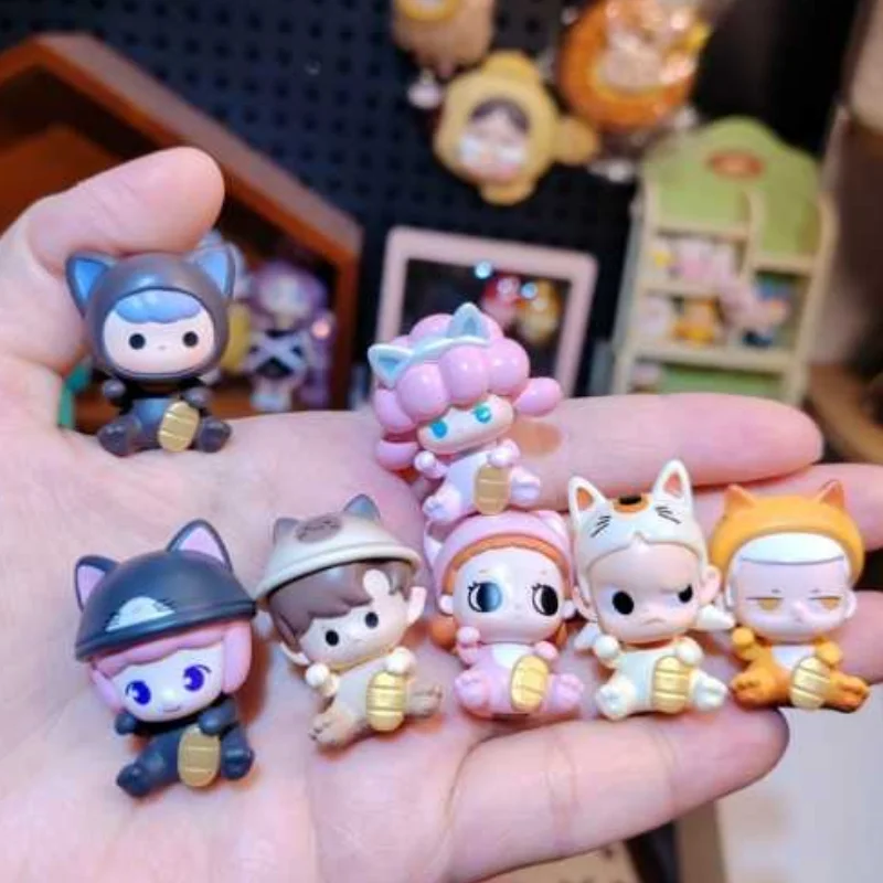 豆招き猫シリーズミニ人形ブラインドバッグかわいいアニメフィギュア Labubu Skullpanda Dimoo デスクトップ装飾品モデル人形キッズギフトおもちゃ