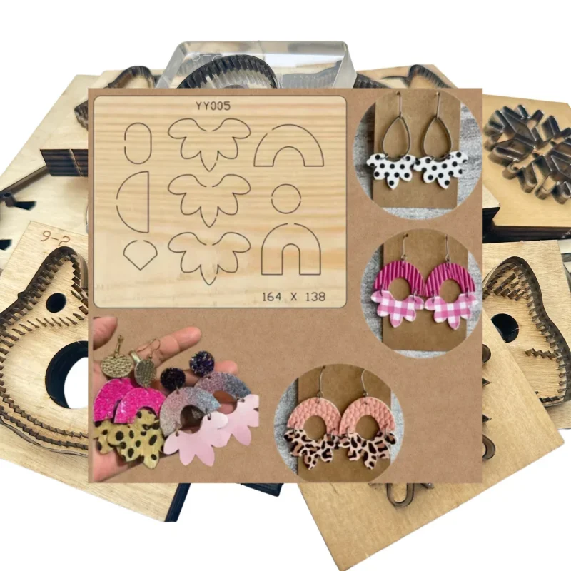 YY005 Round Eardrop Cutting Dies, Wooden Molds Compatible with Most Popular Die Cutting Machines