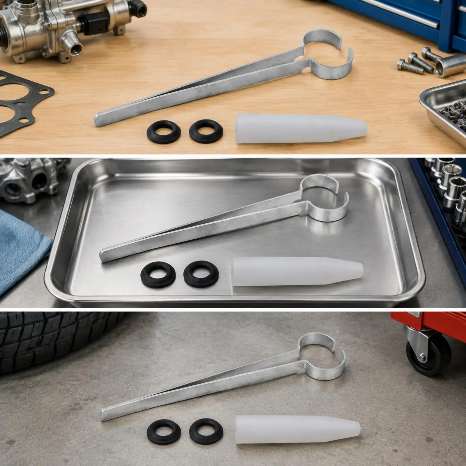 Complete Pump Seal Repair Kit with Metal Wrench and Tapered Guide Sleeve for Vehicle Pumping System Maintenance