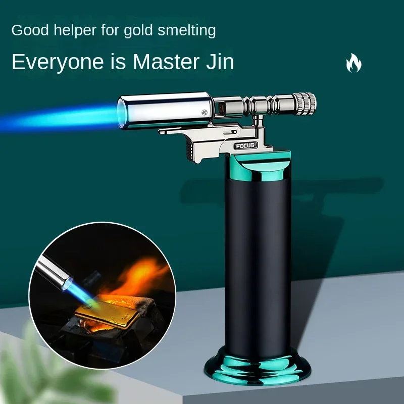 FOCUS Powerful Windproof Blue Flame Jet Torch Gas Lighter Outdoor Cigar BBQ Cooking Kitchen Butane Refillable Metal Welding Gun