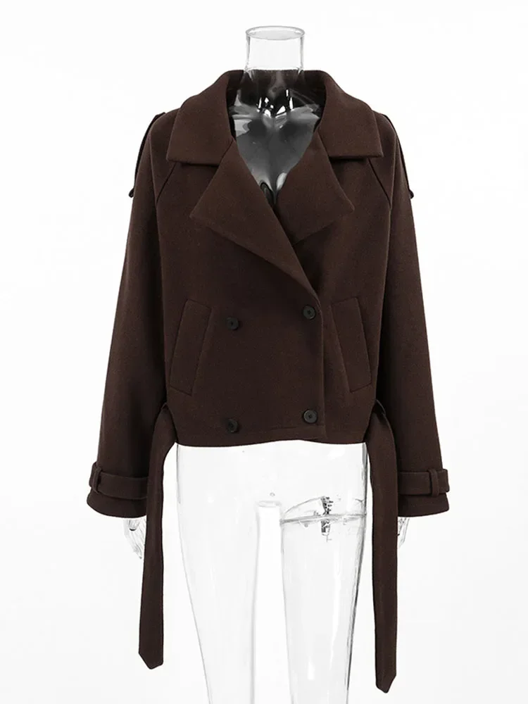 Trendix Casual Lapel Jacket For Women Long Sleeve Elegant Patchwork Short Cardigan Femme 2024 Autumn Winter Vintage Outwear
