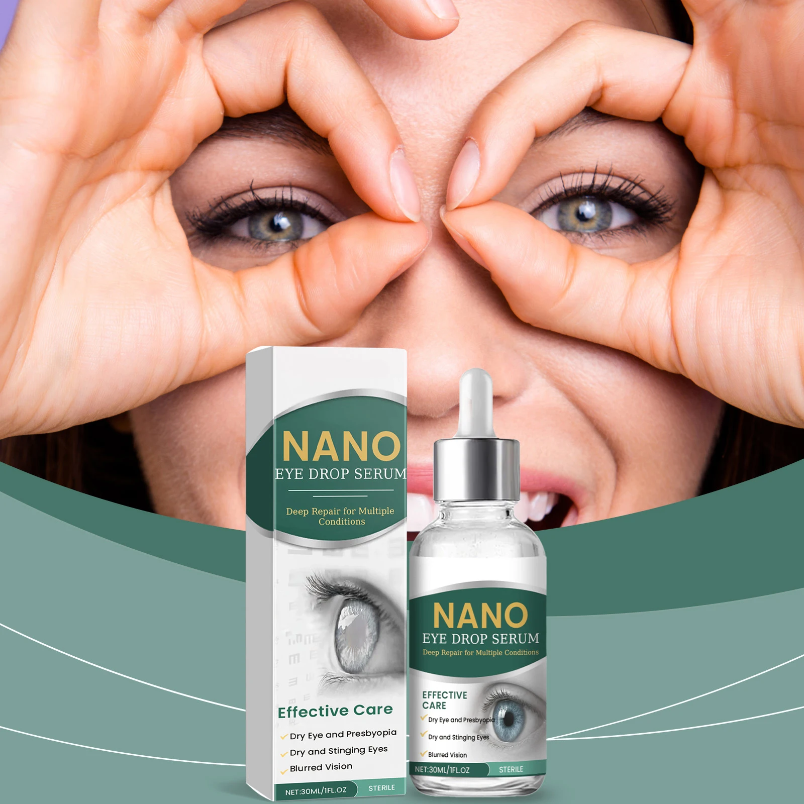 Eye Drops 30ml Natural Nano Lubricant Eye Drops Nano Eye Drop Serum for Dry Eye Presbyopia
