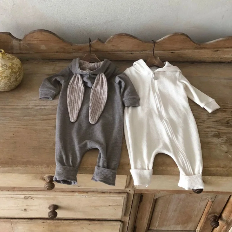 2025年ベビー可愛いウサギ耳ロンパース 秋 子供服 海外風ジャンプスーツ お出かけ服