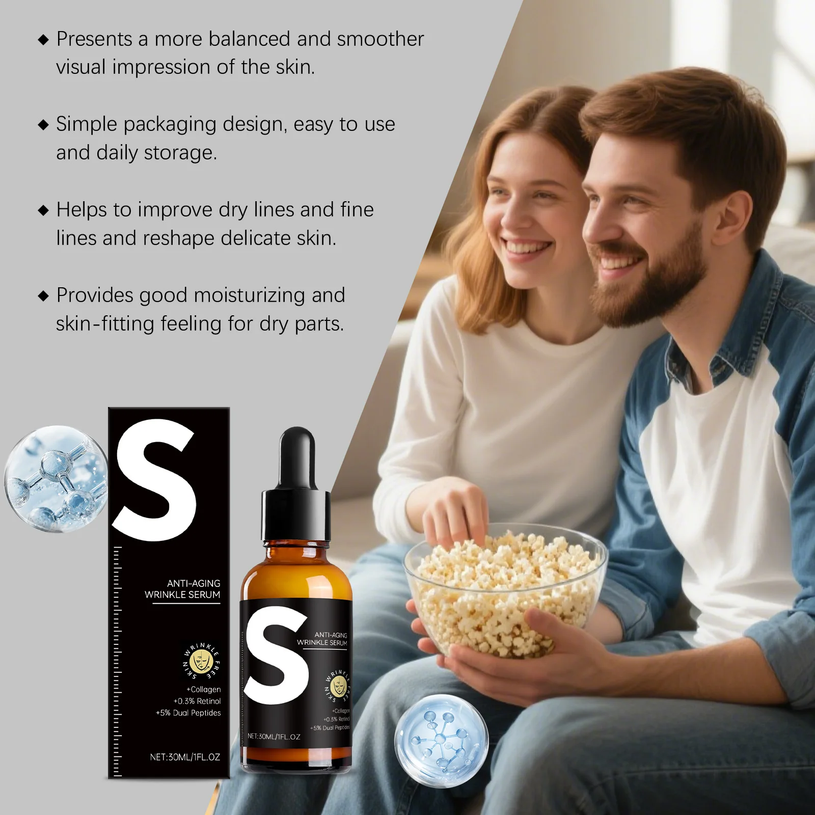 Retinol Facial Essence Fade Fine Line Face Serum Anti-Aging Pore Minimizing Hydrating Brightening Smoothing Treatment Korean