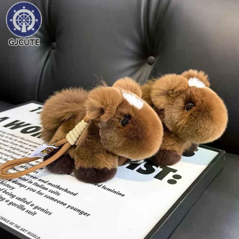 렉스 토끼털 조디악 말 플러시 장난감; 독특한 가방 펜던트 및 열쇠고리 새해 선물