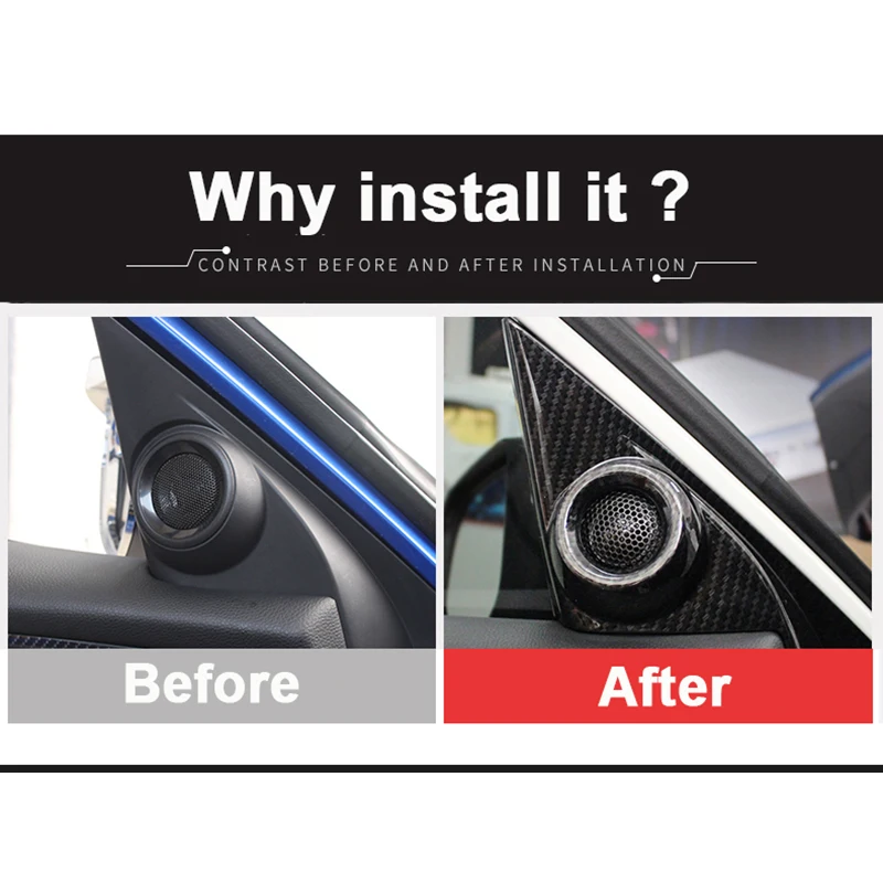 ABS Carbon Fiber Front A Pillar Door Speaker Panel Cover Trim Decoration Ring For Honda 10th Gen Civic 2016 2017 2018 2019 2020 - view 5
