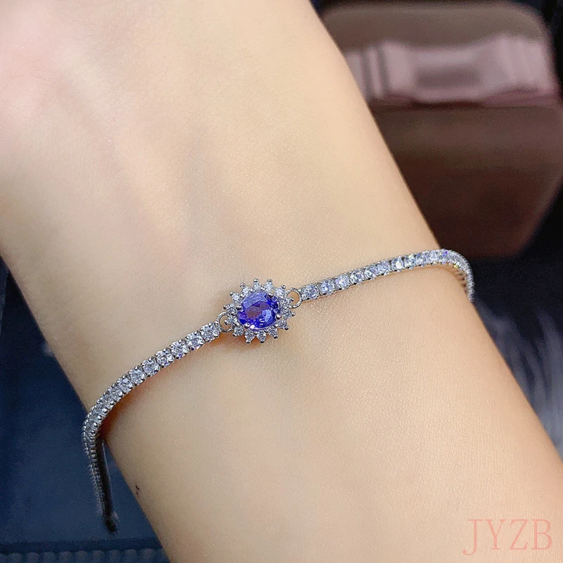 100% natural high quality Tanzanite bracelet S925 Sterling silver Fine fashion charming jewelry for women free shipping